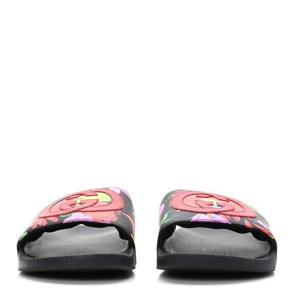 Gucci x Ken Scott Pursuit Floral Slide Sandals - 39 (9) - Black Pink - Picture 4 of 6